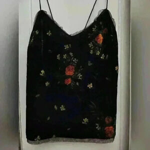 Zara Basic Velvet Tank Top | Floral Camisole